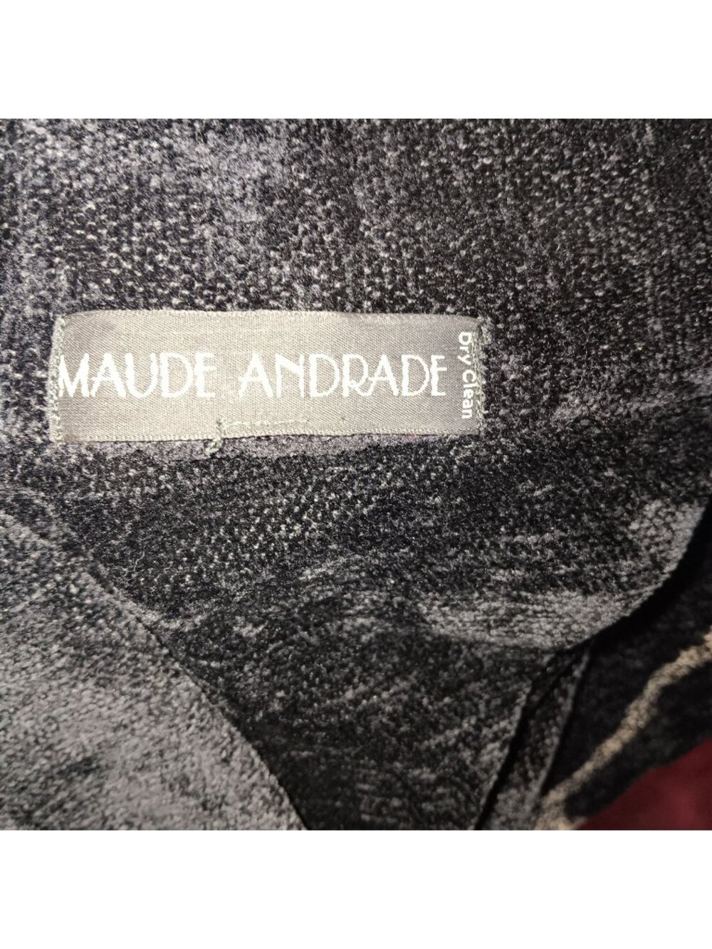 Vintage Women's Large Jacket Maude Andrade Black & White Abstract Woven Art